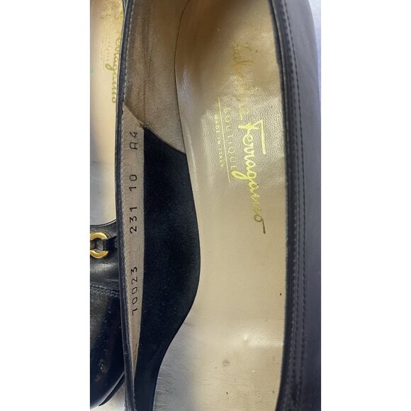 Pair of Salvatore Ferragamo Women's Pump Heels Black Patent Leather Size 10 4A - Picture 4 of 16